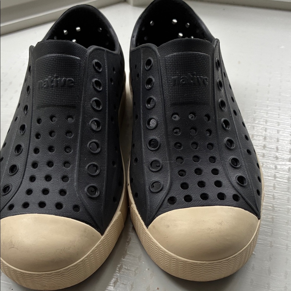 Native Boys Navy and Cream slip on shoes